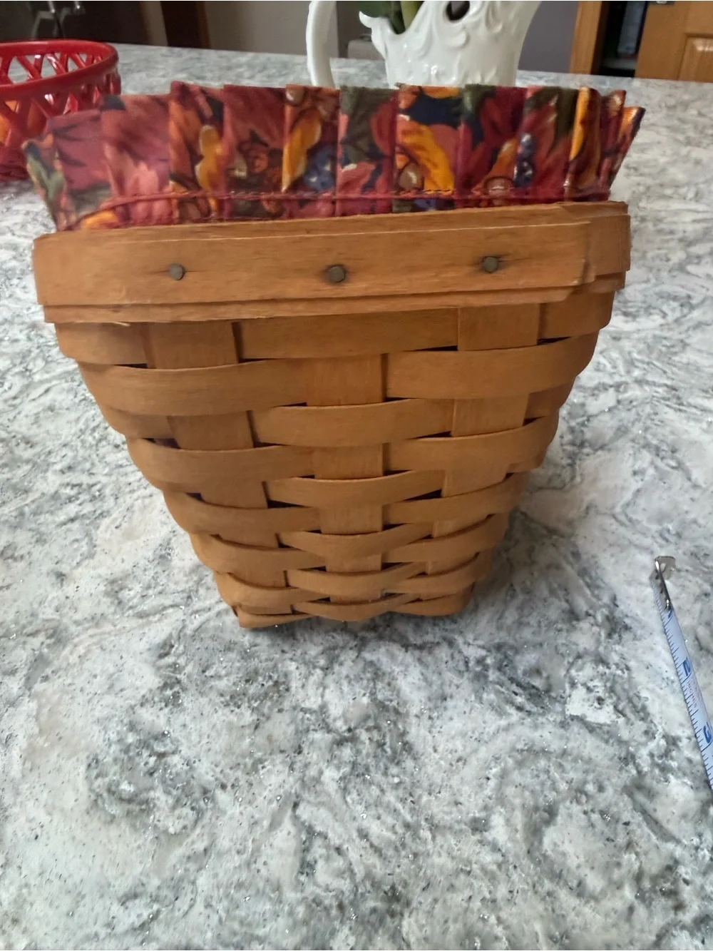 Longaberger Vegetable Basket with Fall Floral Liner and plastic protector